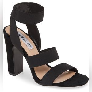 NWT Steve Madden Black Suede Tiffani Ankle Strap Sandal